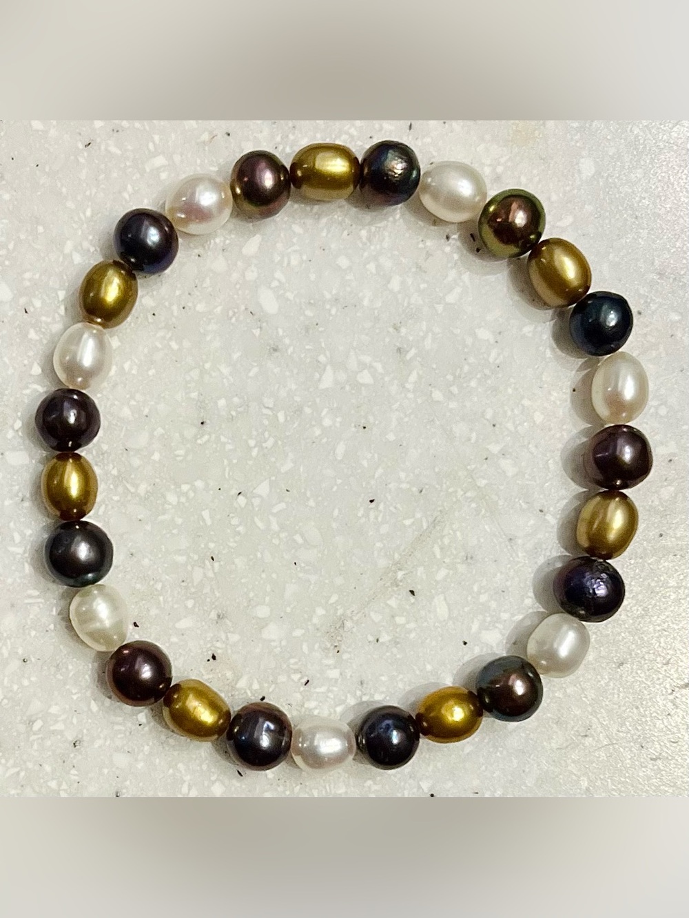 Vintage Multicolor Pearlescent Bead Stretch Bracelet